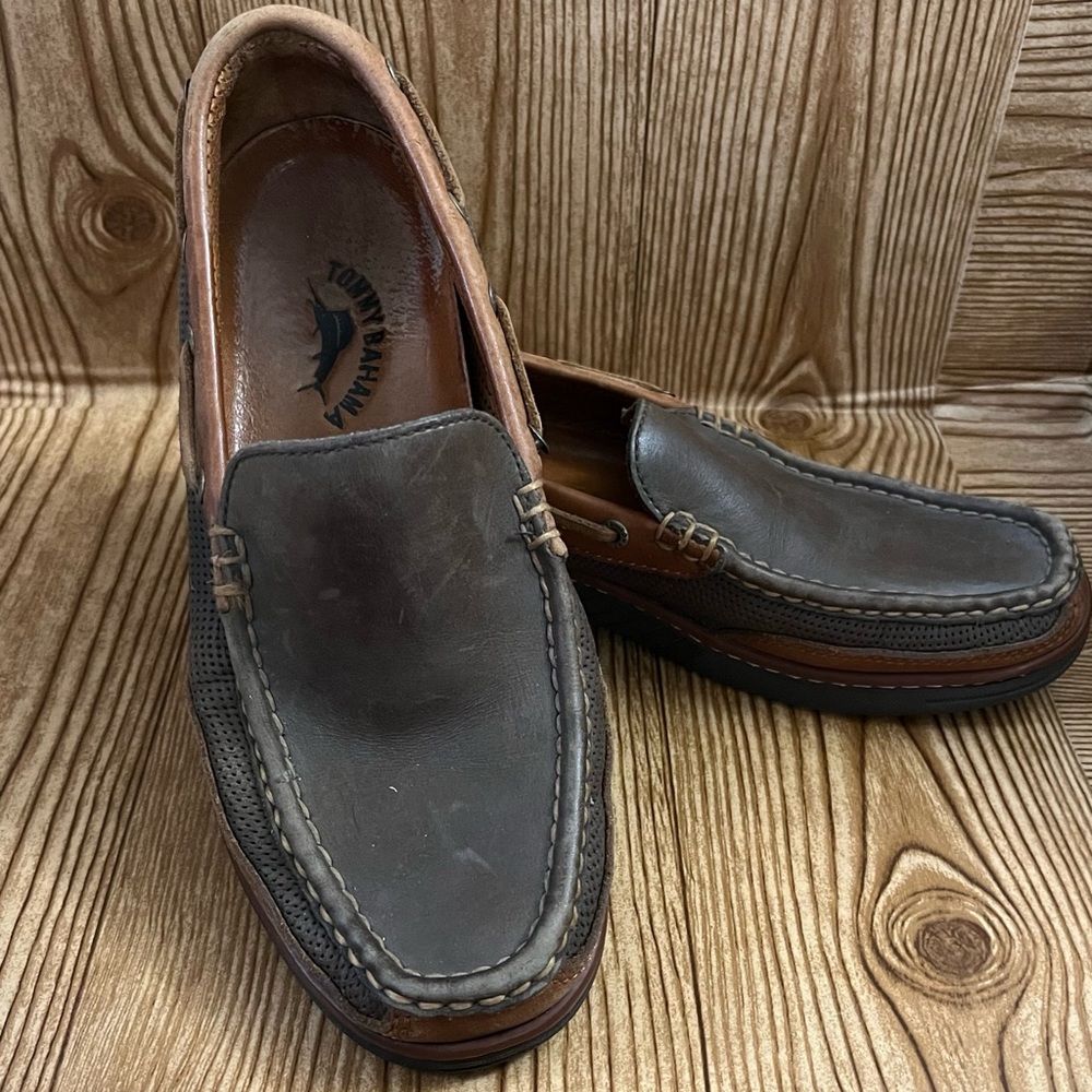Tommy Bahama Men's Size 8M TB-312 Sable w/Brandy Leather Boat Shoes Loafers